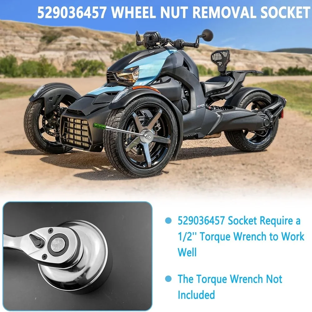 Wheel Nut Removal Socket 529036457 Accessories Easy to Install Durable Replaces for Can-am Ryker 600 900 Rally 2019-UP