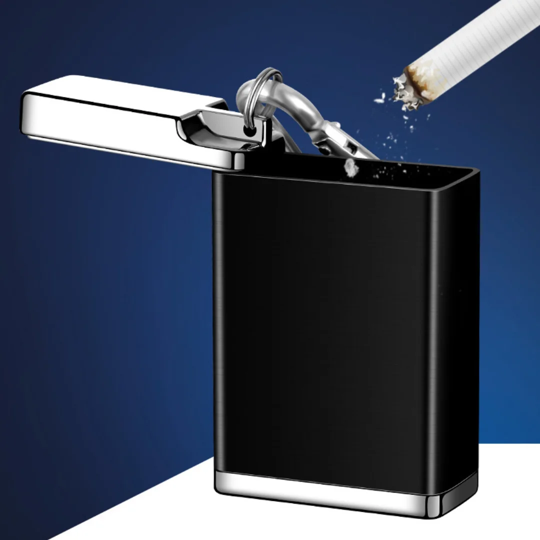 

Portable Ashtray Keychain, Leakproof Car Ashtray with Push Lid, Aluminum Alloy, Smoking Accessory Gift for Men