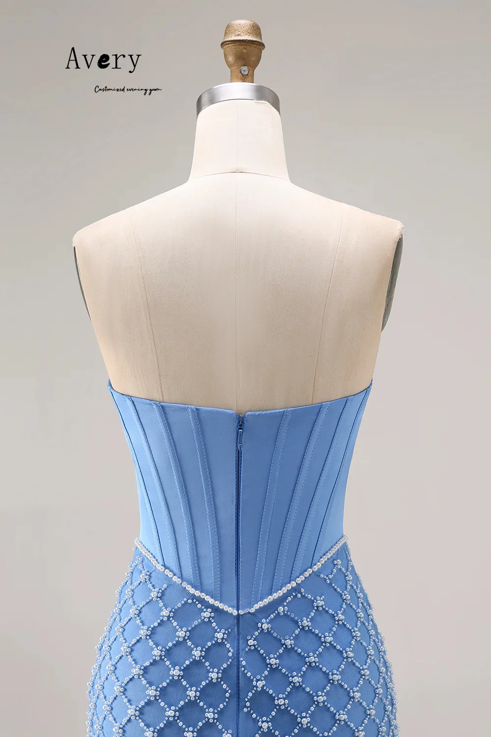 Avery personnalisé bleu queue de poisson épaules dénudées perlée robes de soirée femme élégante robe de soirée 2025 robe de bal robes de bal