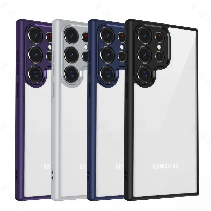 حافظة هاتف محمول من مادة البولي يوريثان الأكريليك الشفاف لهاتف سامسونج S25Edge S25 S24Ultra S23Plus S22 S20fe S21FE حافظة هاتف محمول مضادة للسقوط