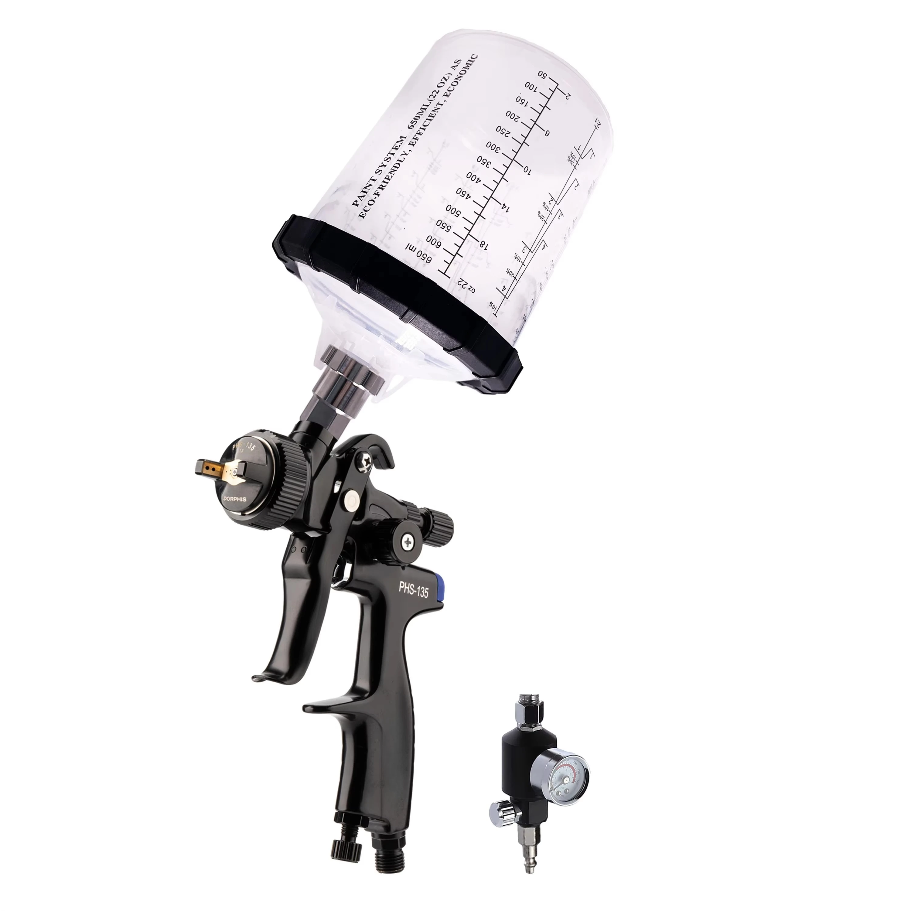 

PHS-135B Professional MP 1.3mm Nozzle Spray Gun Pneumatic Air Paint Sprayer with Paint Mixing Cups for Car Painting Kit