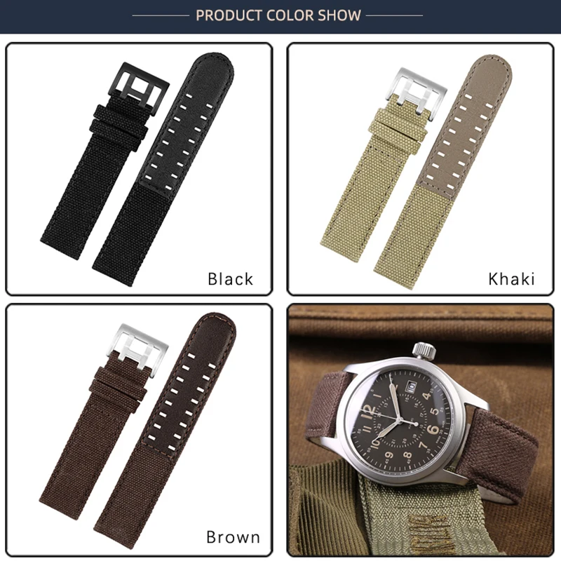 For Hamilton Khaki Field Watch h760250/h77616533/h70605963 H68201993 Watch Strap Genuine Leather Nylon Men Watch Band 20mm 22mm