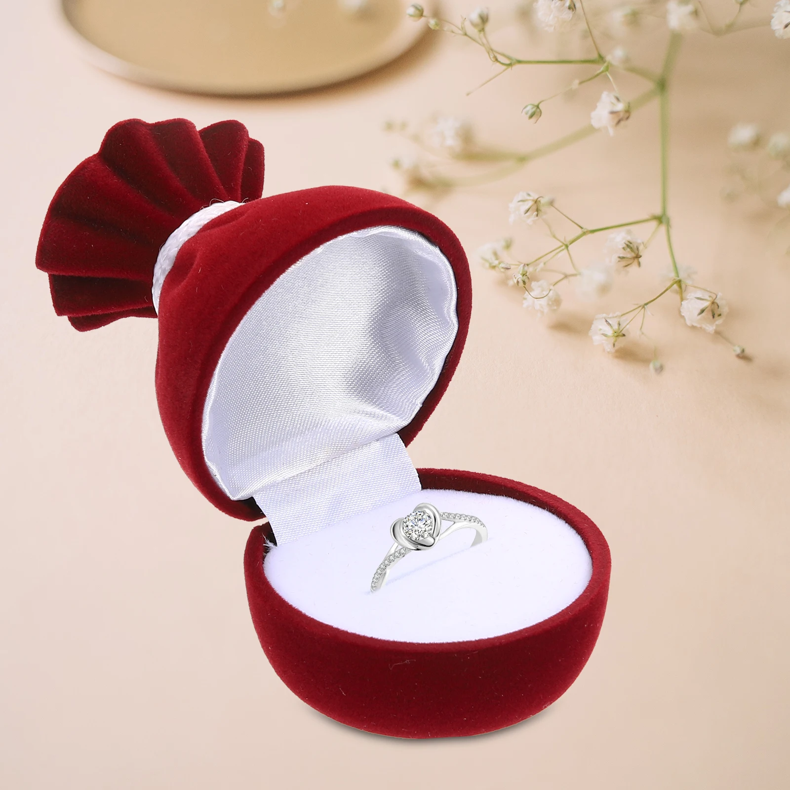 

2pcs Red Jewelry Box Earrings Holder Ring Case Storage Organizer Mini Travel Trinket Container Gift for Women Engagement