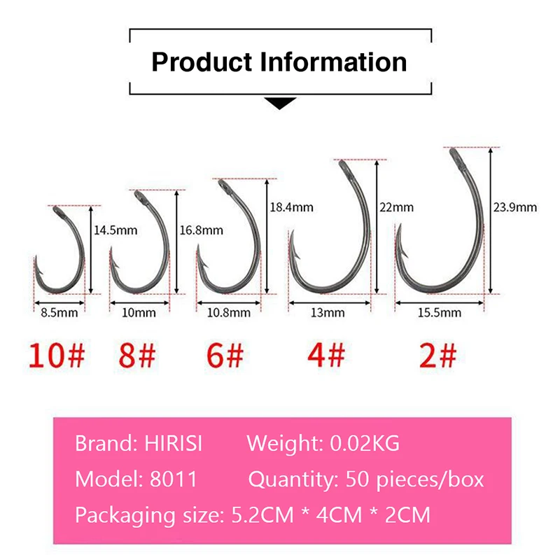 Hirisi 50pcs Boxed Hooks Barbed Multi-Type Hooks Carp Hooks Fishing TackleHot Sale