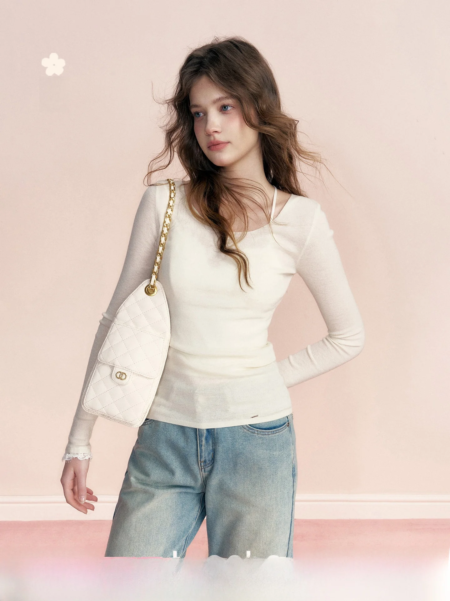 

Kroche Breath of Linen Wool Blend Slim Fit Knitted Base irt V Ne Pullover Ciwalk Suitable Women's Faion Winter Thin L...