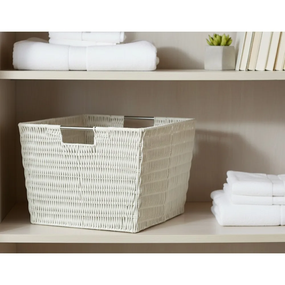 

Большая тканая корзина для хранения с металлическим каркасом — универсальный органайзер для шкафа для домашнего офиса