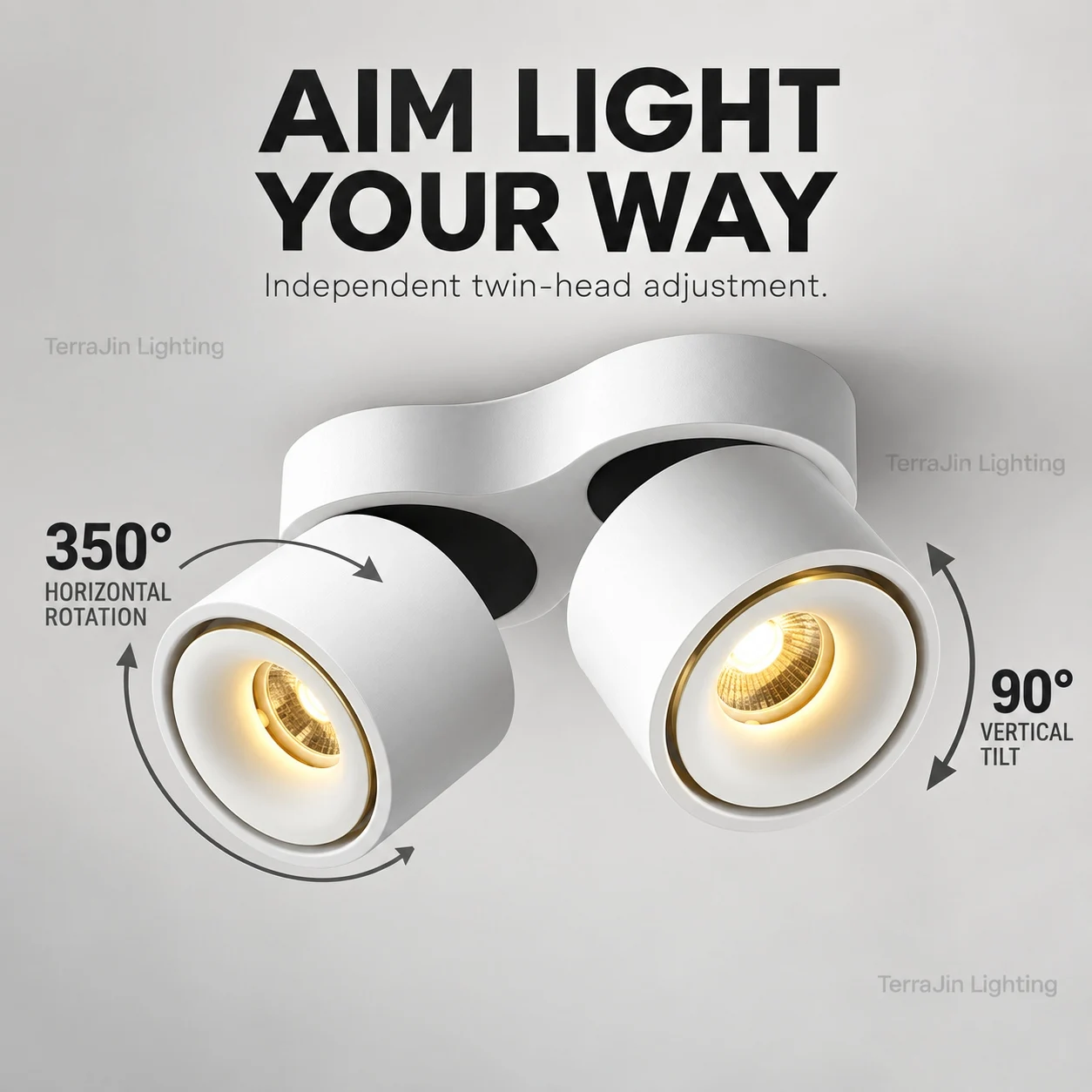 COB Rotatable Multi Head Ceiling Spotlight, Anti Glare CRI98 Aluminum Surface Spot Light for Living Room Shop Gallery