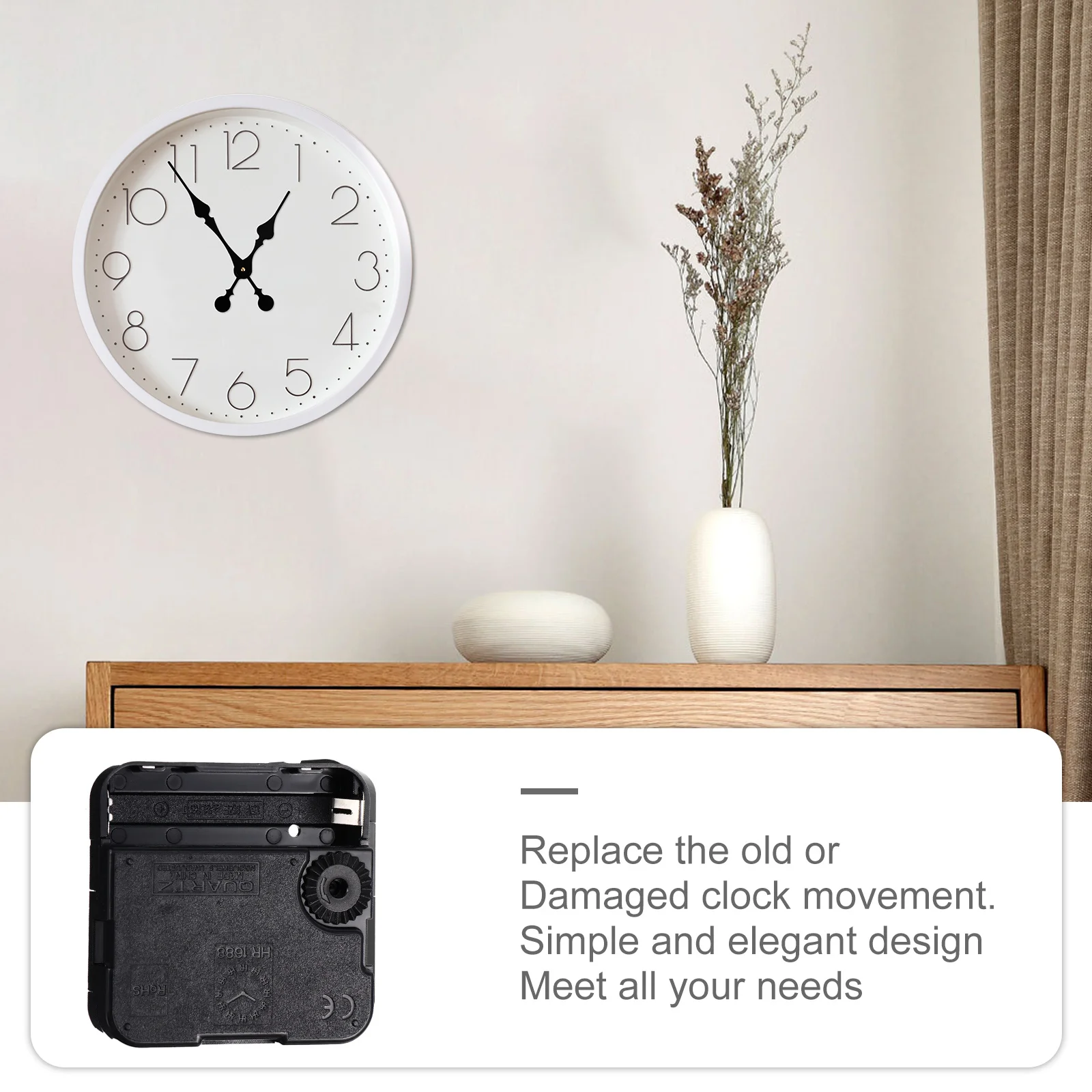 

1 set 1 Set Silent Quartz Clock Movement Durable Replacement Diy Parts Mechanism Kit Home Decor Supplies Sweep Mute