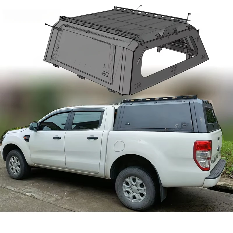 

Ramand Steel Canopy for Ranger Raptor 4X4 Pickup with Three Doors Window Canopy Bed Tonneau Cover for Ranger Canopy