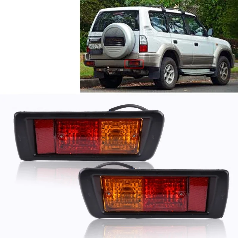 ランドクルーザープラドlc90-3400-fj90-fj95-1996-2002用リアテールライトバンパーリフレクターランプフォグランプ警告ブレーキテールライト