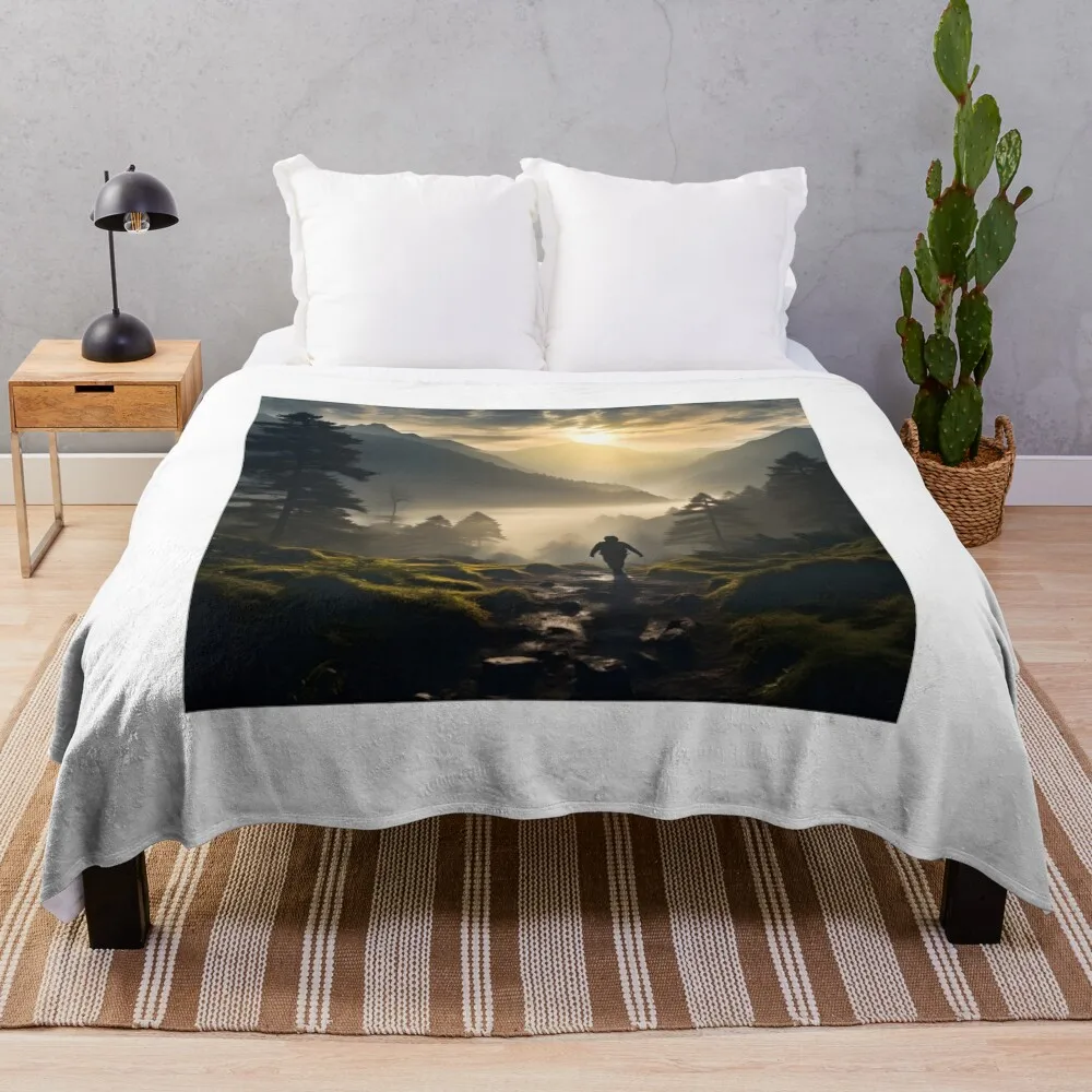 

Misty Mountains Hike Throw Blanket Hairy Shaggy Bed linens Blankets