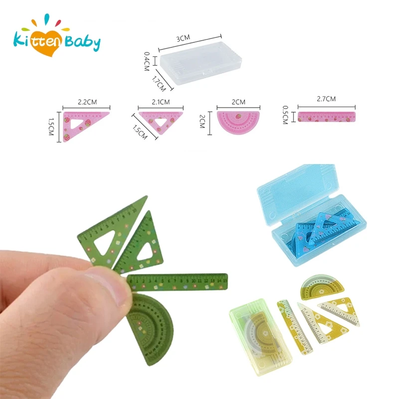 1:12 Dollhouse Miniature Cute Creative Ruler Pencil Pen Stationery Supplies Doll Home Decoration Kids Toys Gift