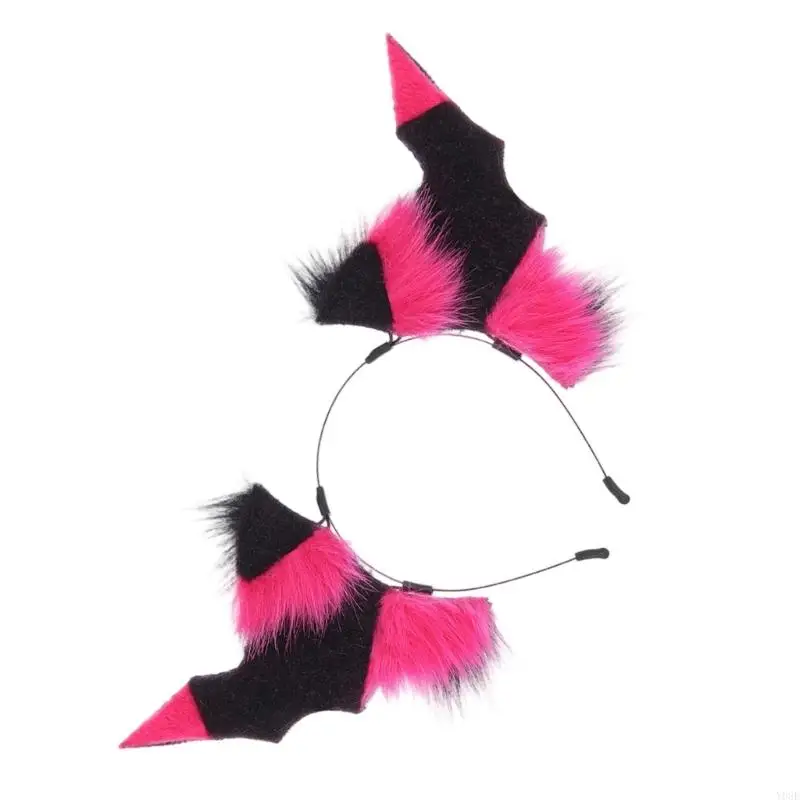 Leichter Plüsch-Haarschmuck aus dämonischem Horn, schwarzes Fledermaus-Querruder-Haarband, für Cosplay und Festival-Feier – Detail 10