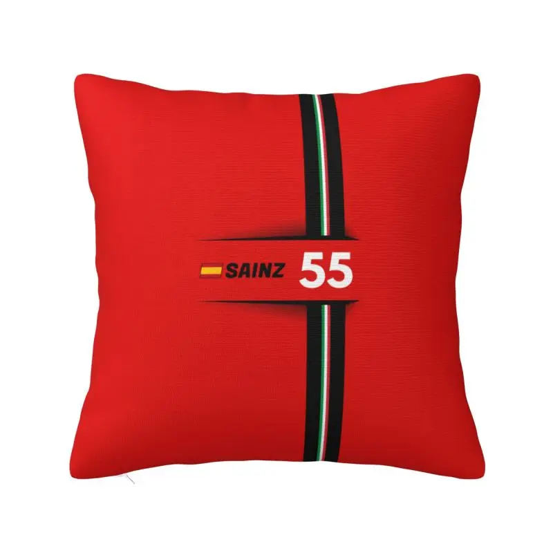 Custom Nordic Style Carlos Sainz 55 Formula Racing Driver Cushion Covers 45x45cm Soft Throw Pillow for Car Square Pillowcase