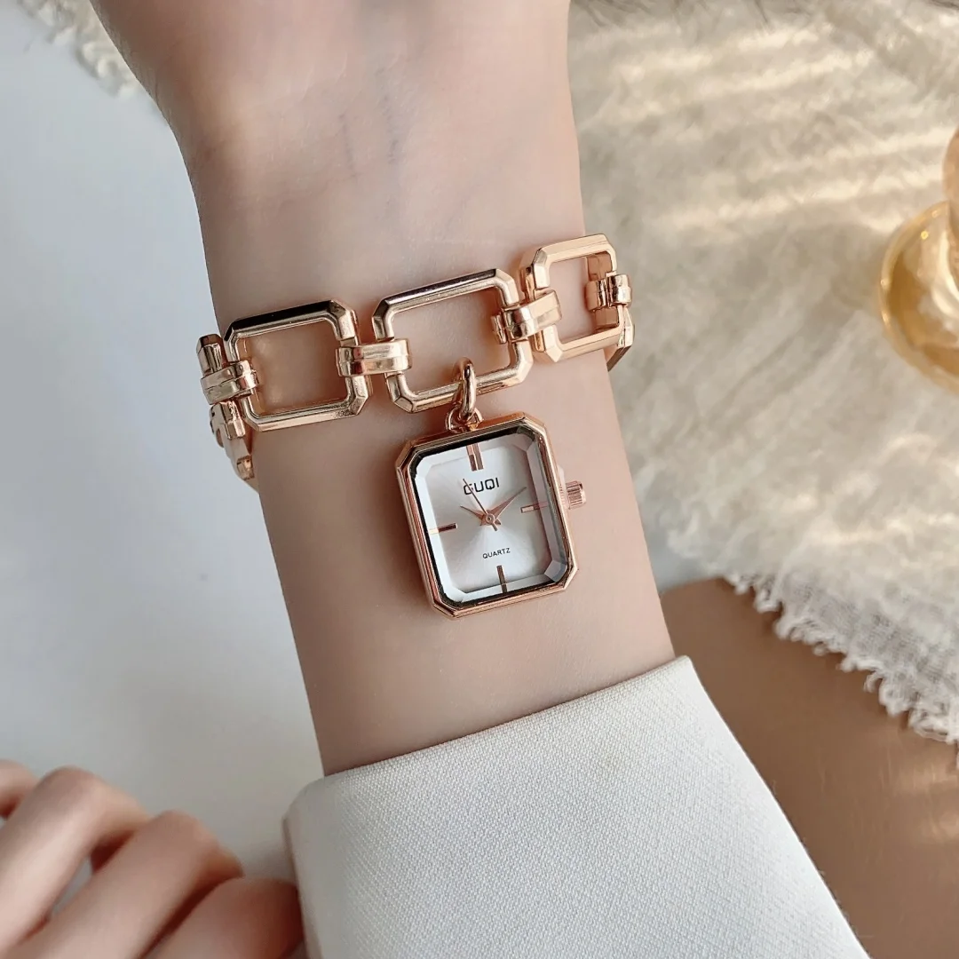 ผู้หญิงนาฬิกาควอตซ์สร้อยข้อมือ Square Dial QUARTZ Analog นาฬิกาผู้หญิงสุภาพสตรีนาฬิกาข้อมือ Elegant หญิงนาฬิกา Montre