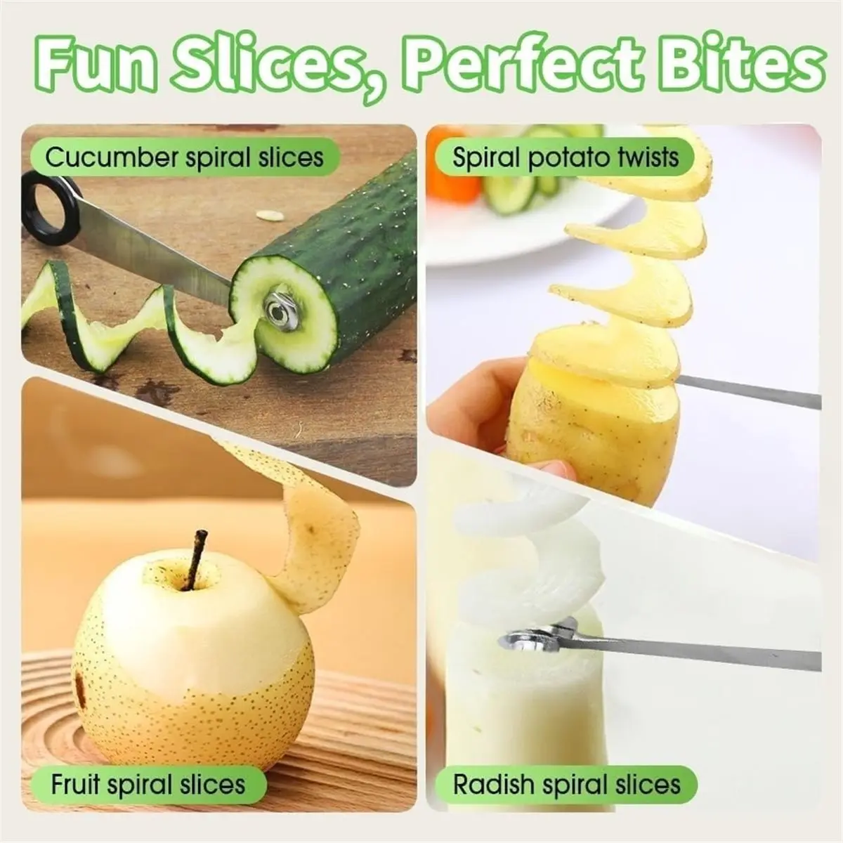 Multi-use Gear Egg Spiral Slicer for Boiled Eggs, Potato, Tomato, Stainless Steel Spiral Cutter for Vegetables, Cucumbers and Ca