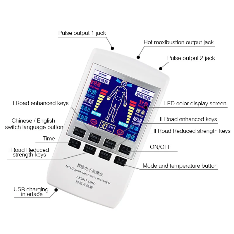 Tens Muscle Stimulator Multi-functional EMS Acupuncture Body Massage Digital Therapy Slimming Machine Back Nack Pain Relief