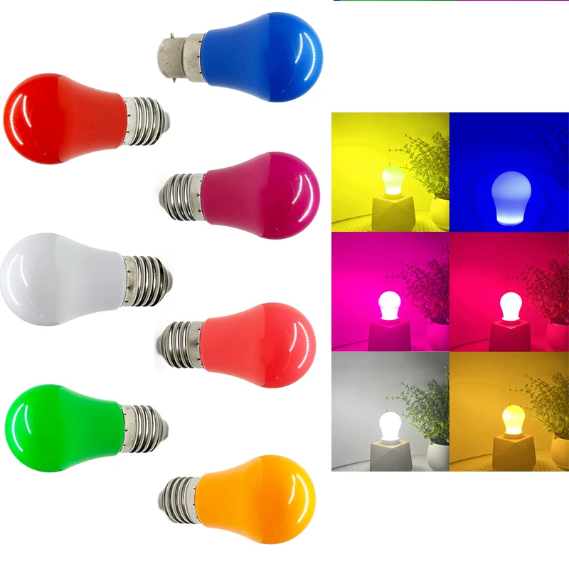 Bunte 2W E27 Schraubbasis LED Birnenform Licht 2W B22 Atmosphäre Lampe Rosa Lila Rot Blau Weiß für Home Party 110V 220V