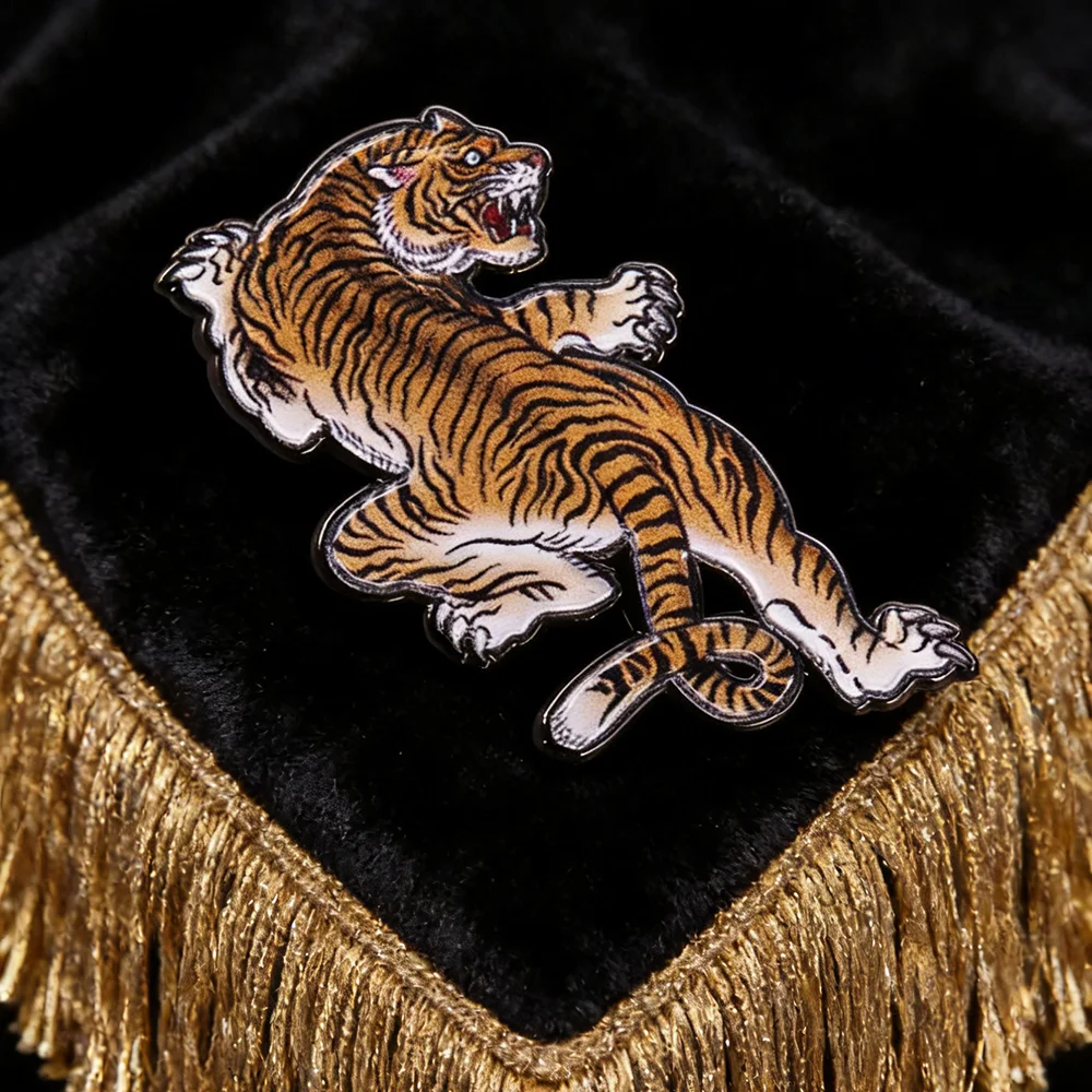 Chinese Zodiac Tiger Enamel Pin Fashion Wild Animal Brooch for Jacket Lapel Badge Jewelry Gift view 4