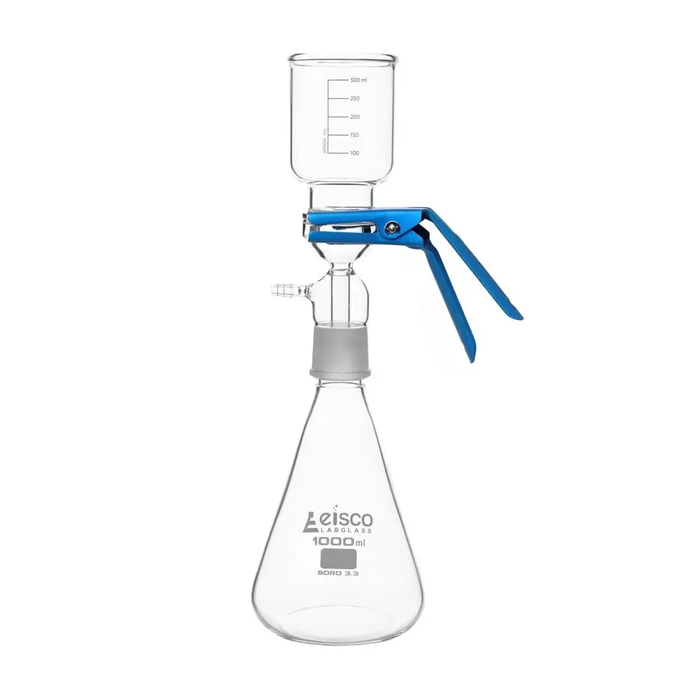 

Фильтрационный узел — колба 1000 мл, воронка 300 мл, вакуумное основание 47 мм со спеченным диском и зажимом 47 мм.