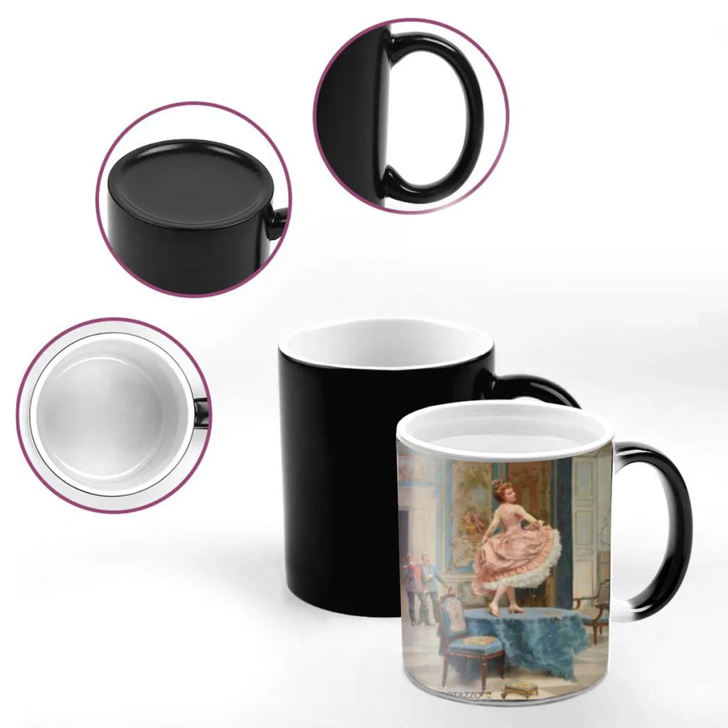 Renaissance Art Painting Classic Anime Magic Hot Cold Heat Temperature Sensitive Color-Changing Coffee Tea Milk Mug Cup