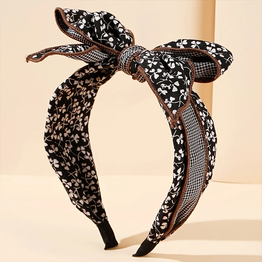 

1pc Vintage Floral Multi-layer Large Bow Hair Hoop, Wide-edge Spliced, Fashionable and Temperament