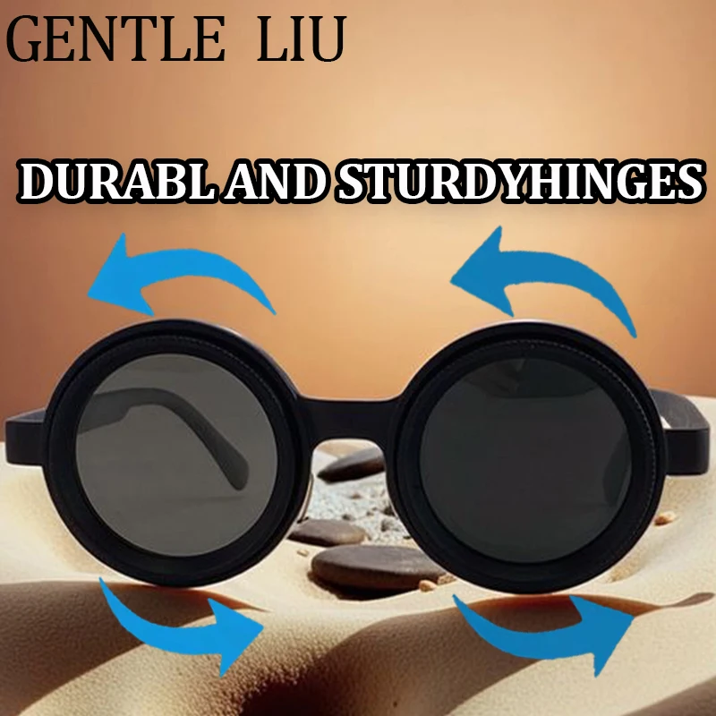 Óculos de sol com armação pequena polarizada Steampunk, óculos de sol com armação redonda ajustável ND9, óculos de proteção ao ar livre, óculos de pesca