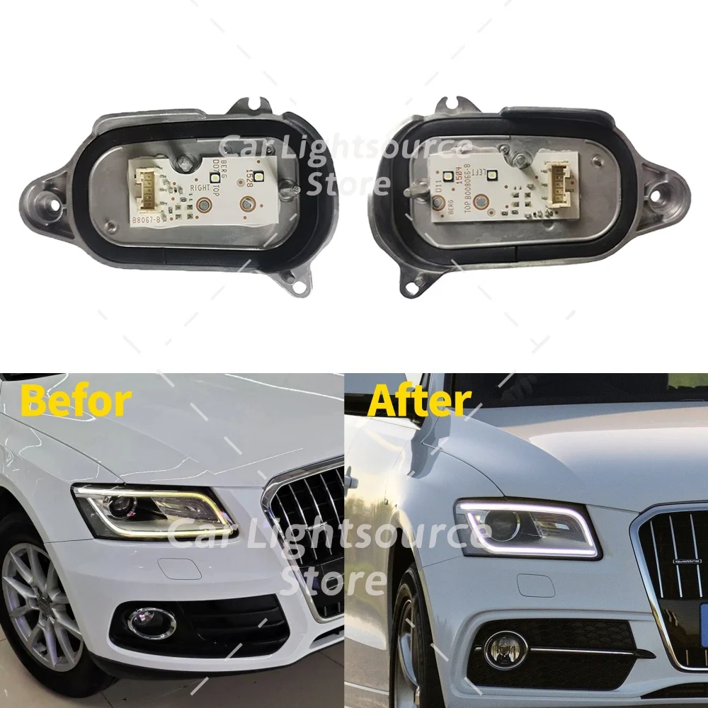 White Daytime Running Light Module Lightsource Angel Eye Xenon Headlight DRL Boards 8R0941475B 8R0941476B For Audi Q5 2013-2017