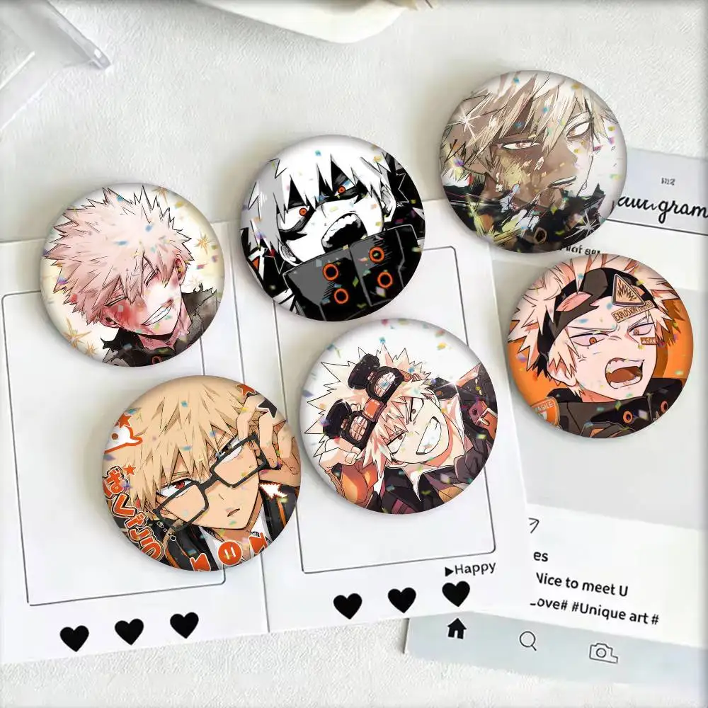 My Hero Academia Katsuki Bakugo 25 32 44 58 75mm Badges Personalized Round Brooches Pins Accessory Gift
