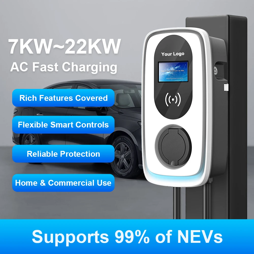 Safe & Reliable 11KW Ev Charger for Home with Type a + DC 6mA Leakage Protection IP54 Ev Charging Station for Outdoor Parking