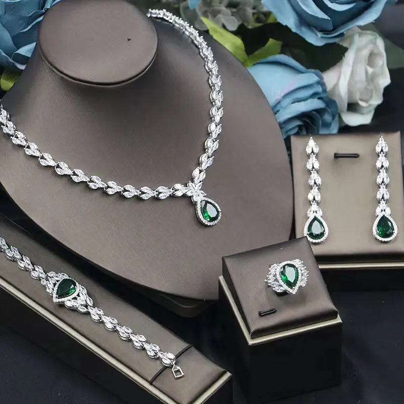 Wedding jewelry set Dinner jewelry fashion luxury exquisite 3A zircon four-piece set