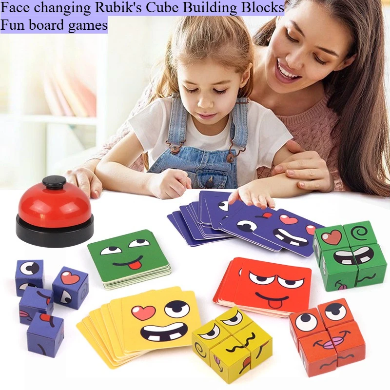 

Строительные блоки на Хэллоуин со сменным лицом | Интерактивная настольная игра для детей и родителей | Игрушки для декора с выражением настроения | Веселый праздничный набор