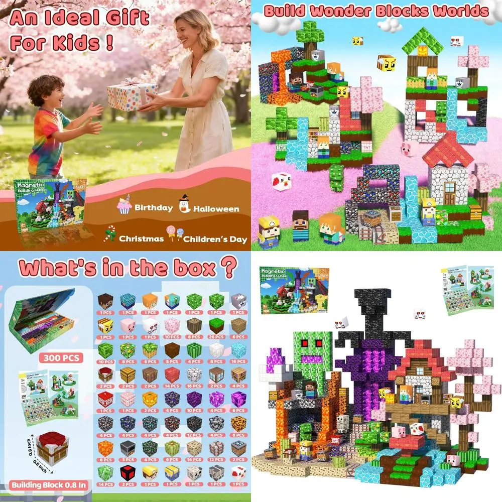 Ensemble de blocs de construction magnétiques – 300 pièces pour enfants, jouets éducatifs STEM, inspirés Montessori, idéal pour les 3 ans et plus