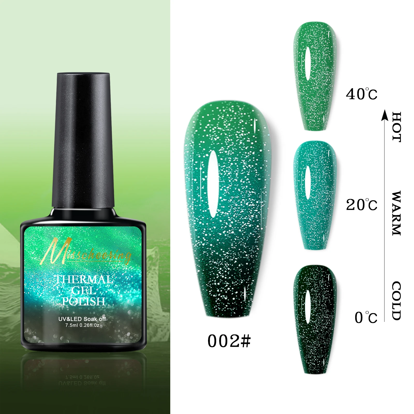 Misscheering-esmalte de Gel térmico para uñas, barniz semipermanente para decoración de uñas, con purpurina de nieve de invierno que cambia de Color