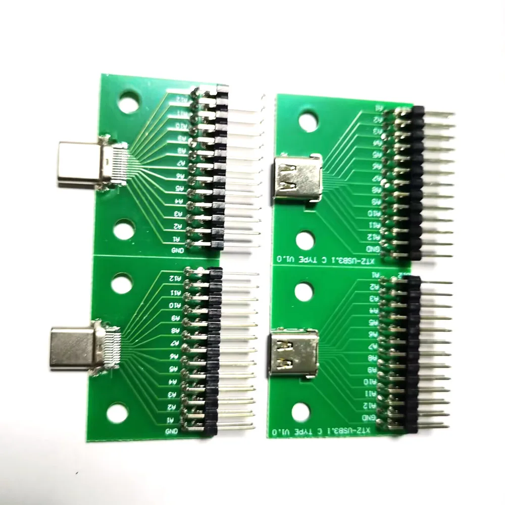TYPE-C male and female test board, USB 3.1 cable adapter with PCB board and 24PIN base, used for measuring current conduction