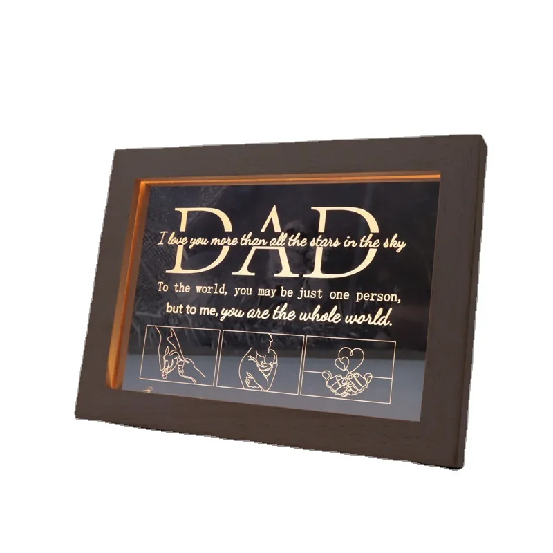 

Creative Picture Frame 3d Small Night Light Border Father'S Day Acrylic Light Usb Plug In Led Table Christmas Ornament Exchange