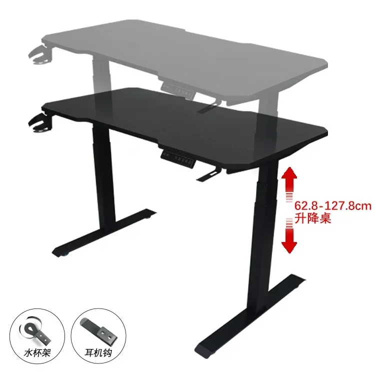 Ergonomic design metal frame height adjustable computer table gaming desk with RGB lights