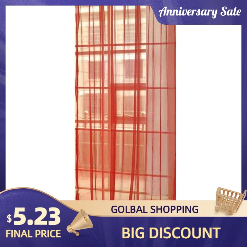 1 unidad de cortina de gasa transparente de 2m x 1m para decoración de sala de estar y dormitorio, cortina de tul de gasa roja, cortinas de gasa para ventana, lavado a máquina
