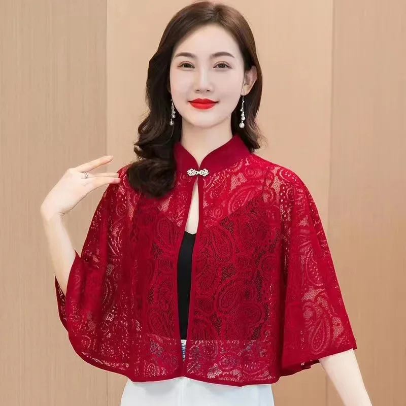 

New Style with Lace Cloak Plus-size Women's Sun Protection Shawl Match Skirt Cheongsam Halter Accessories Scarf Women Luxury