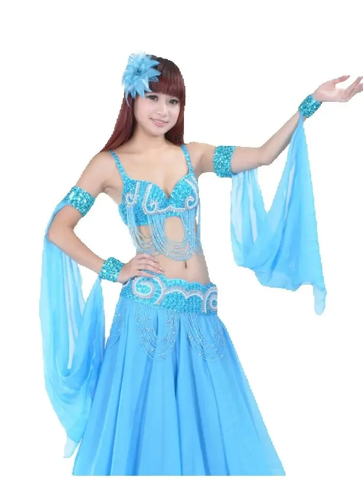 1pcs/lot Belly Dance Costume Accessories Arm Sleeves Wrist Adjustable Chiffon Sleeve Sequins Armbands candy color