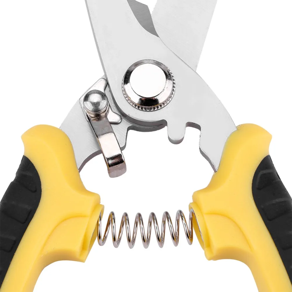 Stainless Steel Blades Pruning Shears Ergonomic Design Sharp Serrations Wire Snips Straight Extended Blades Black and Yellow