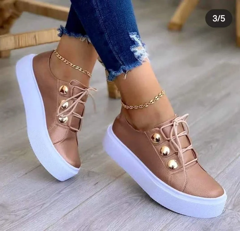 Platform Casual Sport Shoes Women's Plus Size 43 Lace Up Sneakers Wedge Non Slip Woman Vulcanize Casual Shoes Zapatos De Mujer image 2