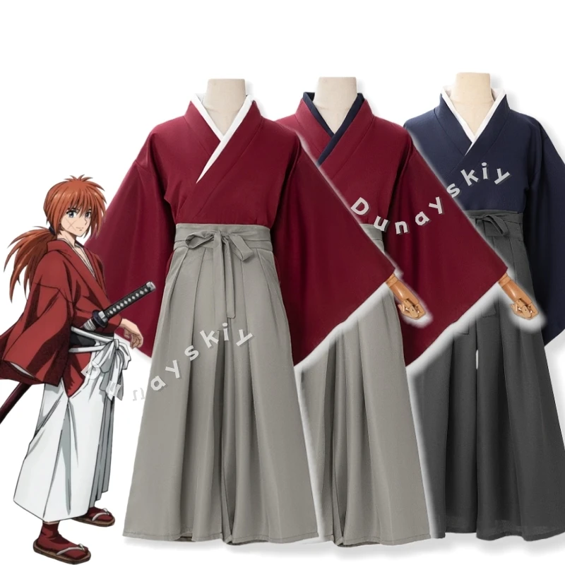 

Anime Rurouni Kenshin Himura Kenshin Cosplay Costume Wig Japanese Style Traditional Kimono Kendo Uniform Set Adult Unisex
