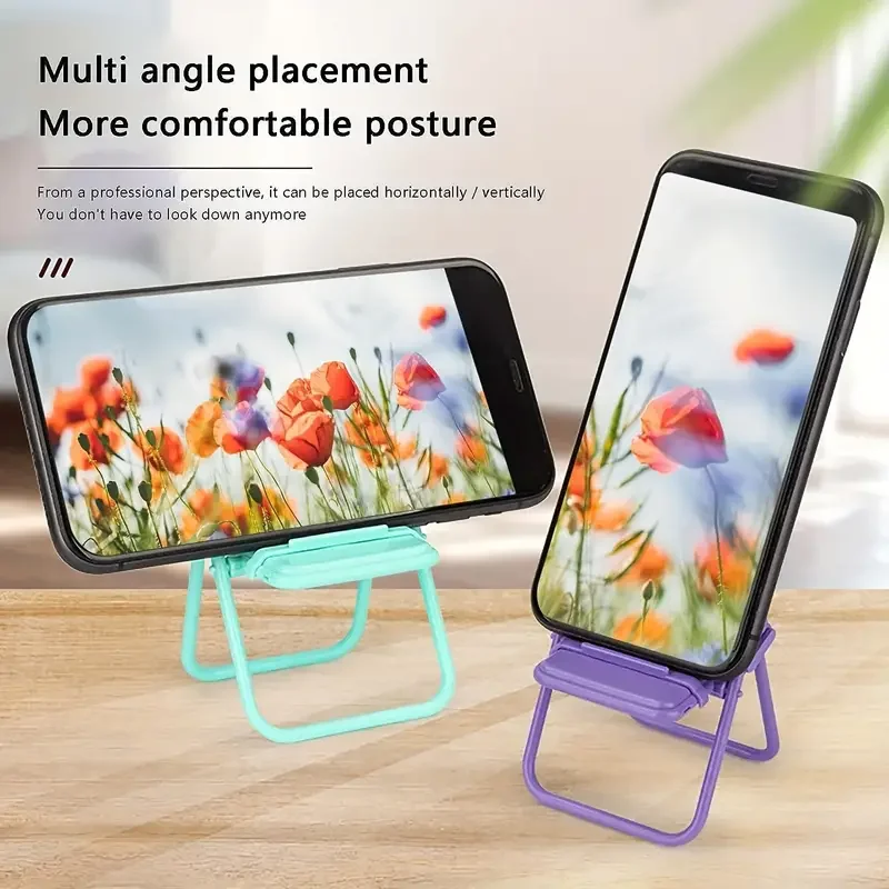 4Pcs Creative Desktop Mini Chair Stand Can Be Used As Decorative Ornaments Foldable Lazy Drama Mobile Phone Holder Random Colors