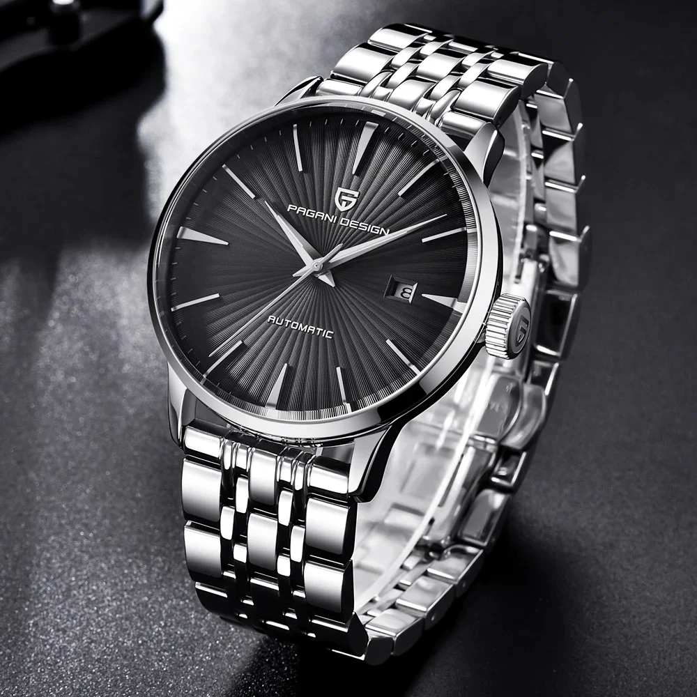 

PAGANI DESIGN мужские часы, роскошные водонепроницаемые часы с календарем из нержавеющей стали, модные повседневные автоматические механические наручные часы