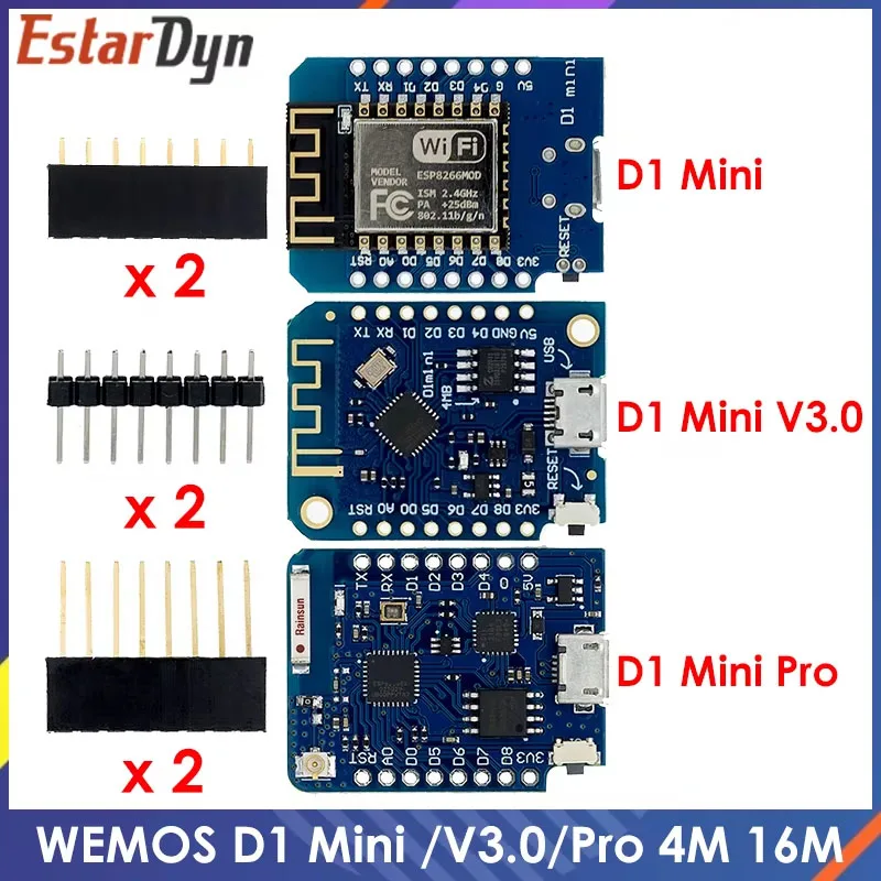 D1 Mini ESP8266 ESP-12 ESP-12F CH340G V2 USB WeMos D1 Mini WIFI Development Board D1 Mini NodeMCU Lua IOT Board 3.3V With Pins