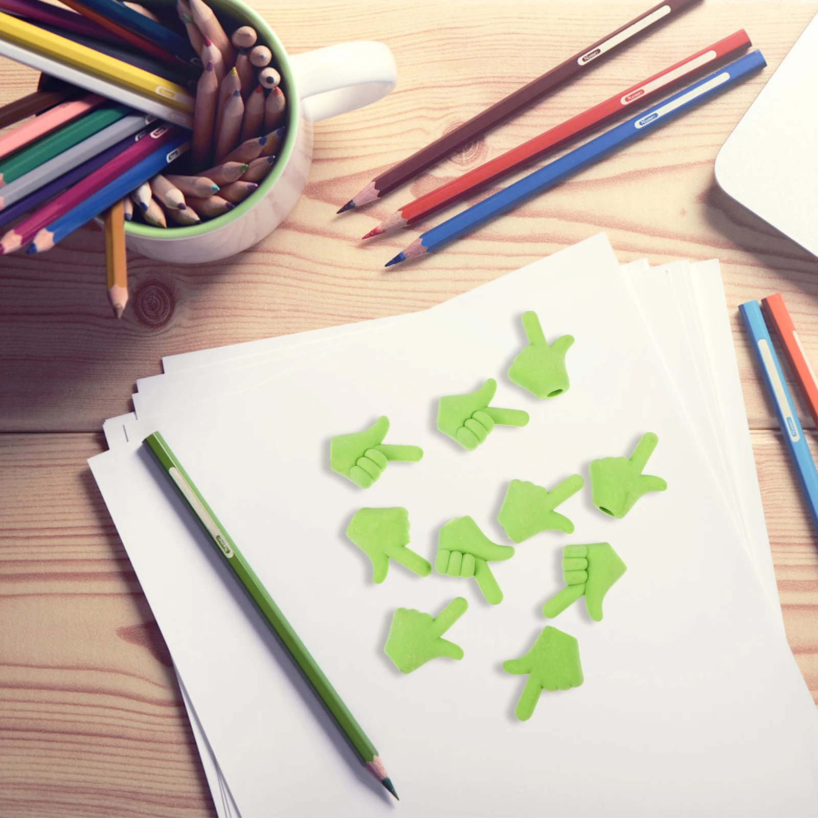 40 pçs em forma de dedo premium dos desenhos animados mini para estudantes decorativo colorido papelaria presente ambientalmente amigável bonito