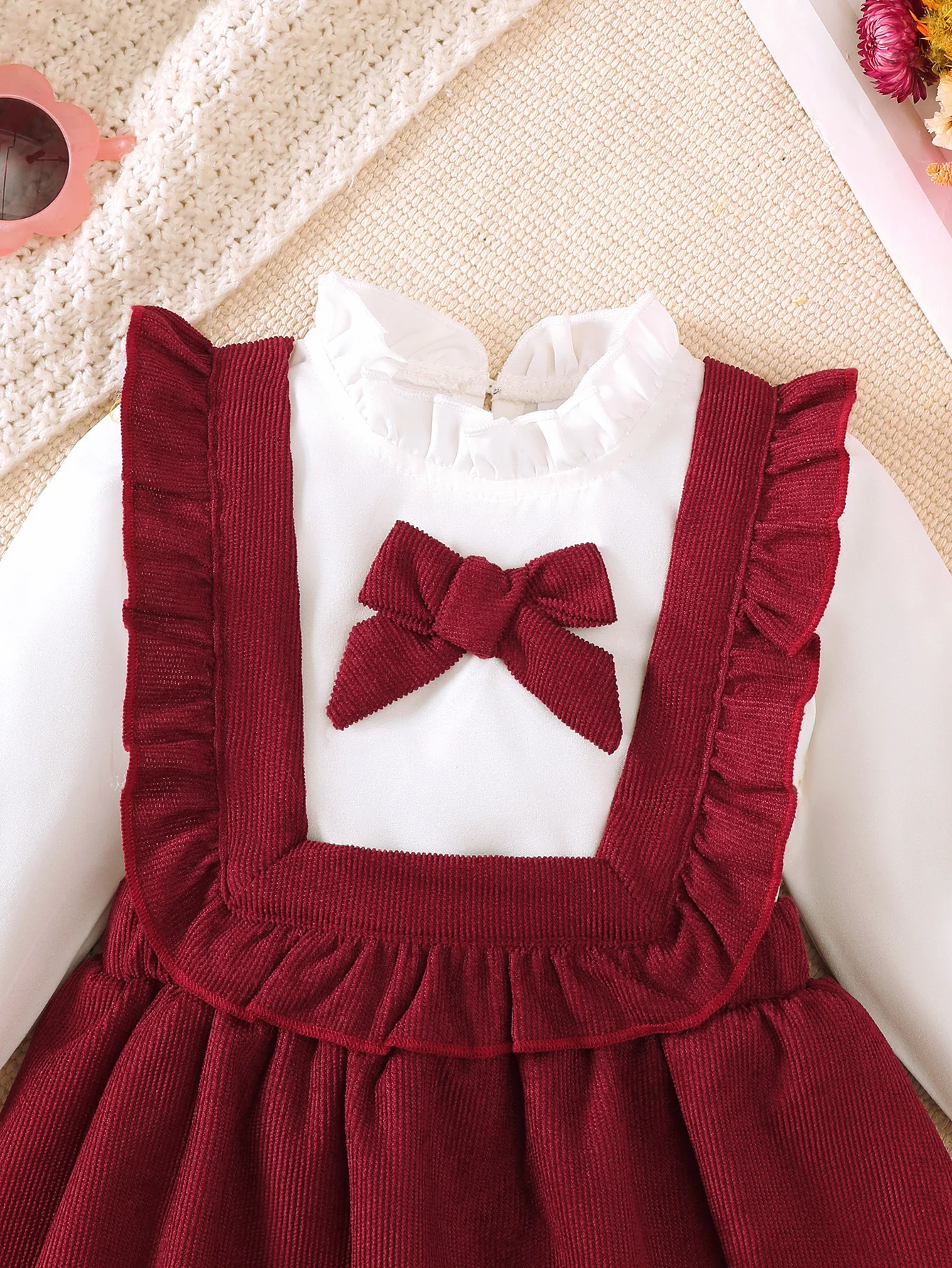 Baby-Mädchen-Set: Spitzen-Rundhals-Shirt und gerüschter Tüllrock, geeignet für 0-3 Jahre alte Baby-Mädchen, Kleinkinder-Geburtstagsfeier-Set – Detail 3