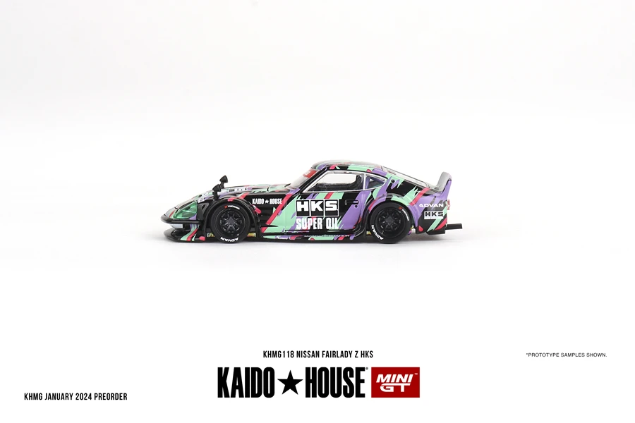 Kaido Huis + MINIGT 1/64 Nissan Fairlady Z HKS KHMG118 Auto Legering Speelgoed Motorvoertuig Diecast Metalen Model voor Kinderen