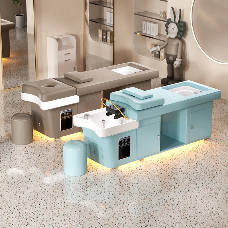 Modern Automatic Backwash Massage Spa Shampoo Chair Bed with Basin for Hospital Warehouse Hotel Hair Salon Furniture